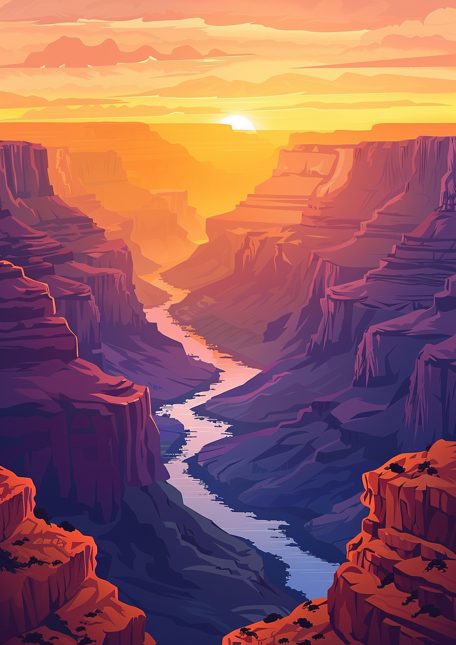 Illustration of Grand Canyon in Flat Style