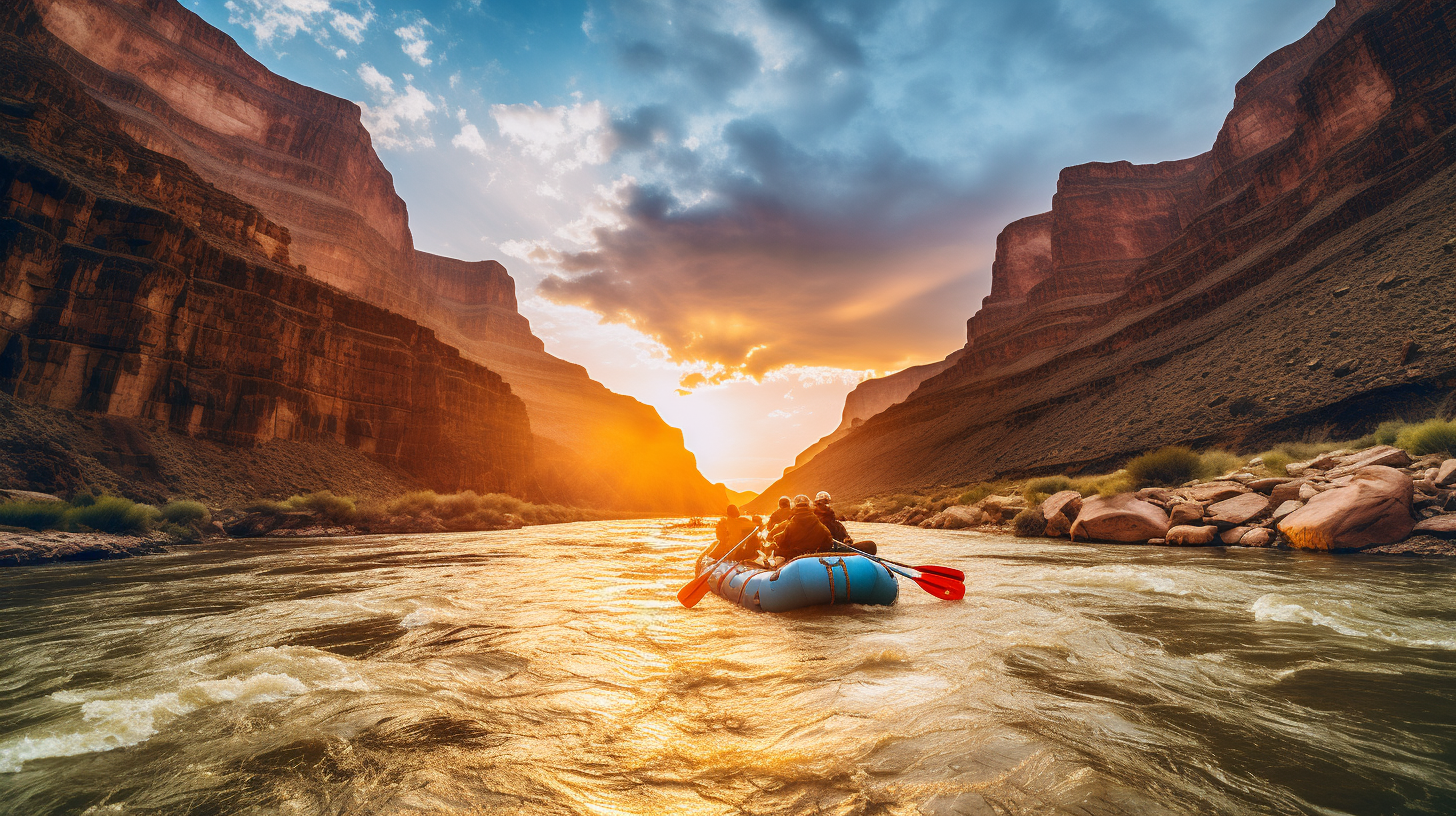 Rafters enjoying whitewater rafting in Grand Canyon