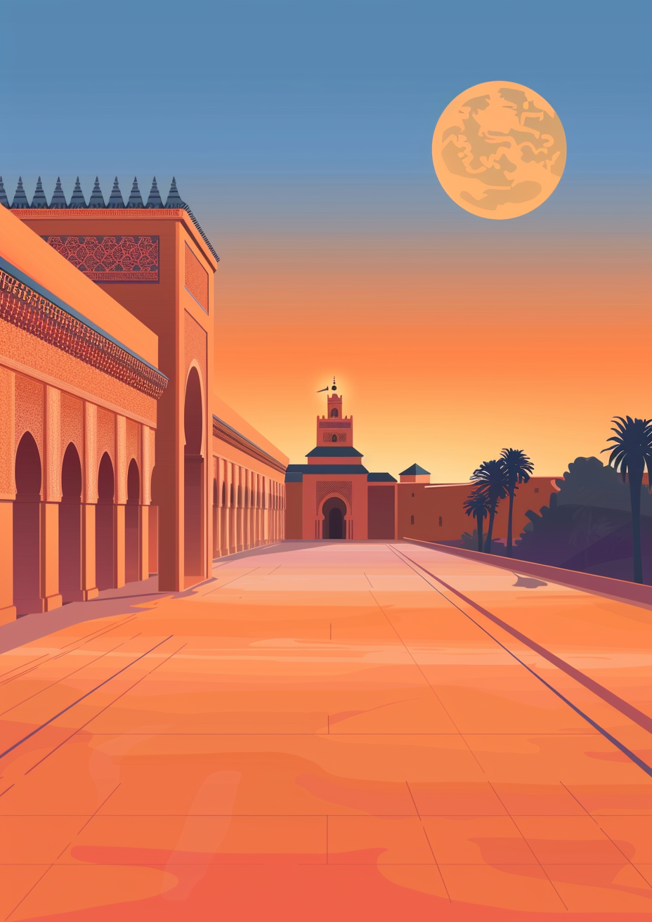 Grand Palais Marrakech Sunrise Illustration