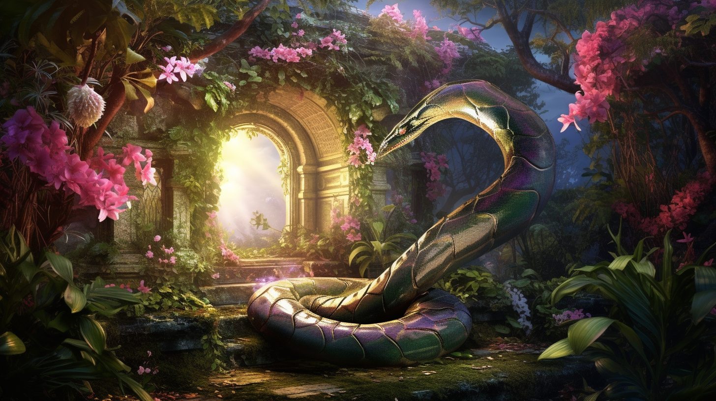 Enchanting serpent residing in Eden's garden