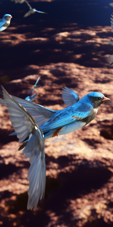 Group of Grandalas Flying in Blue with Cloud Background