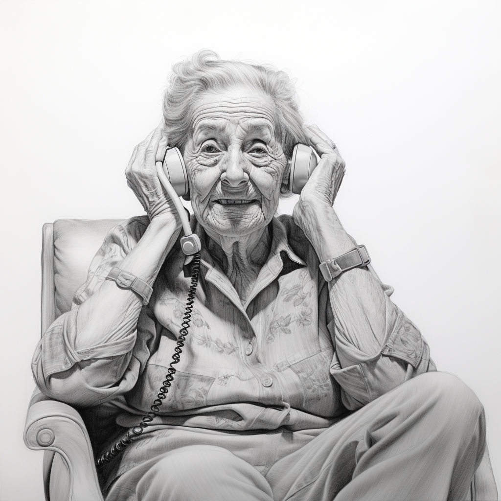 Elderly woman talking on phone