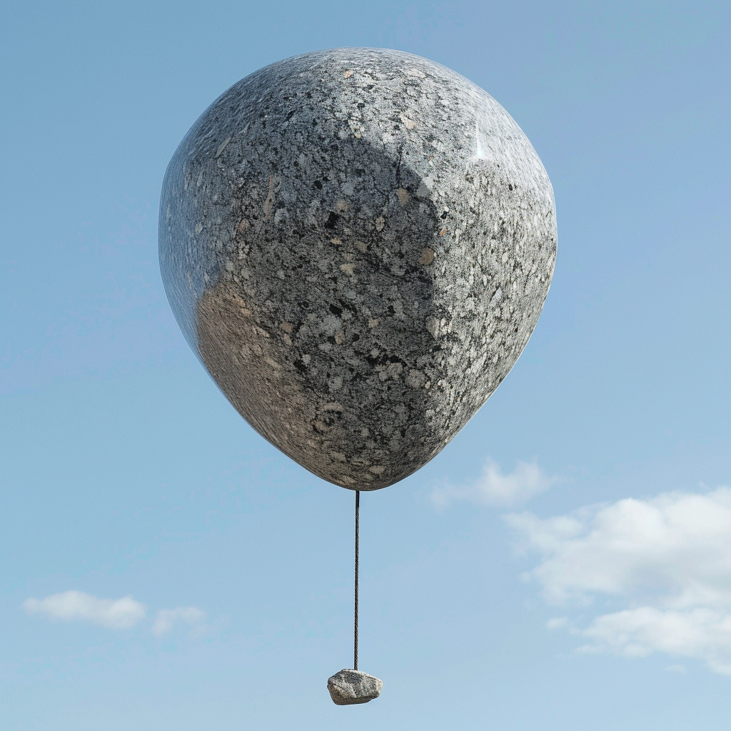 granite balloon flying through air