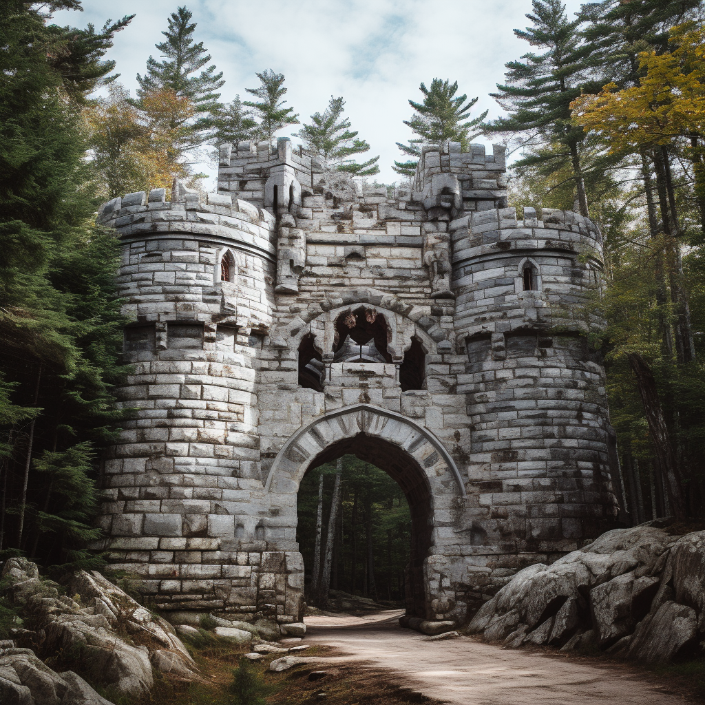 Gray Granite Castle Wall in White Mountains