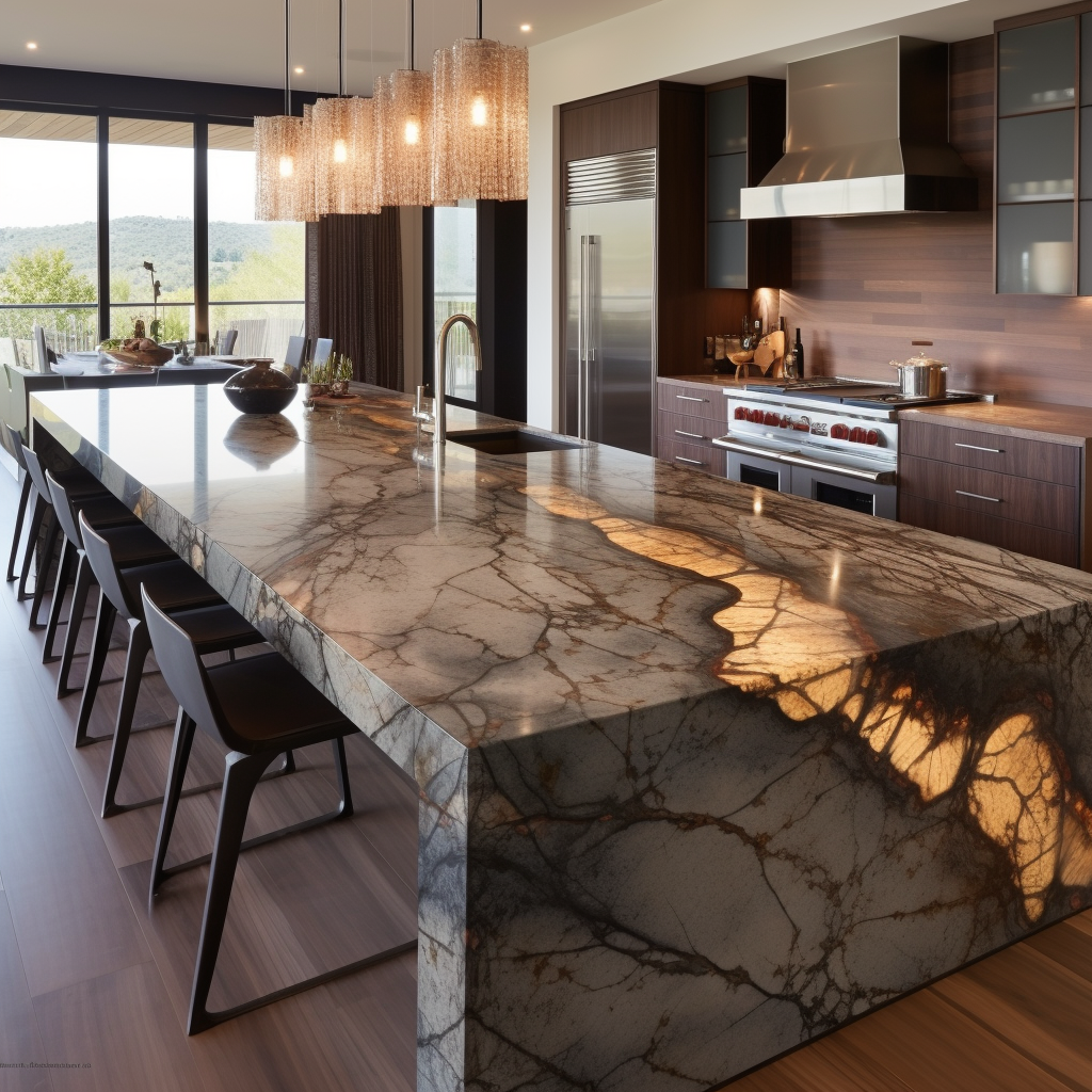 Granite slab in modern kitchen