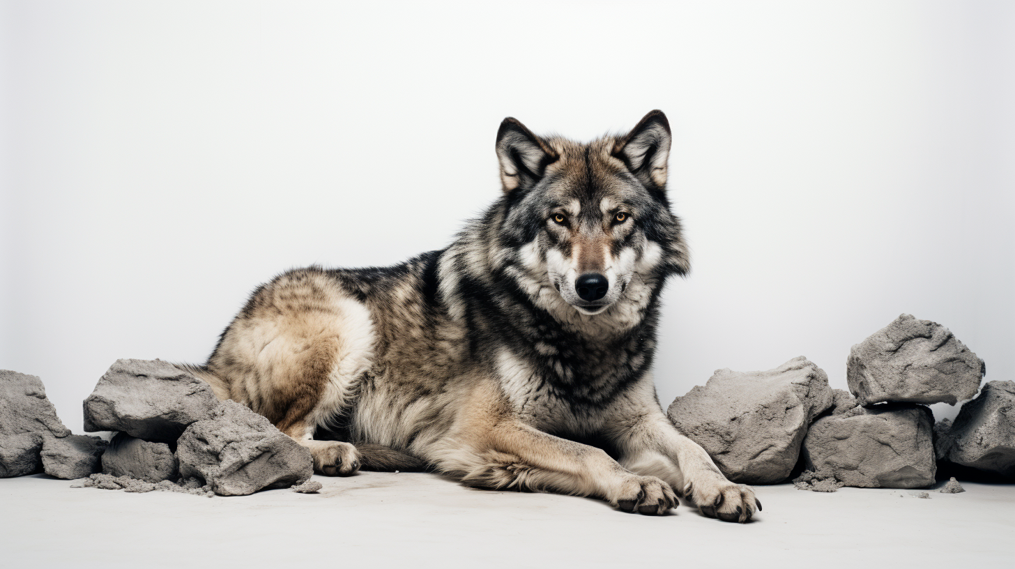 Wolf made of granite sculpture