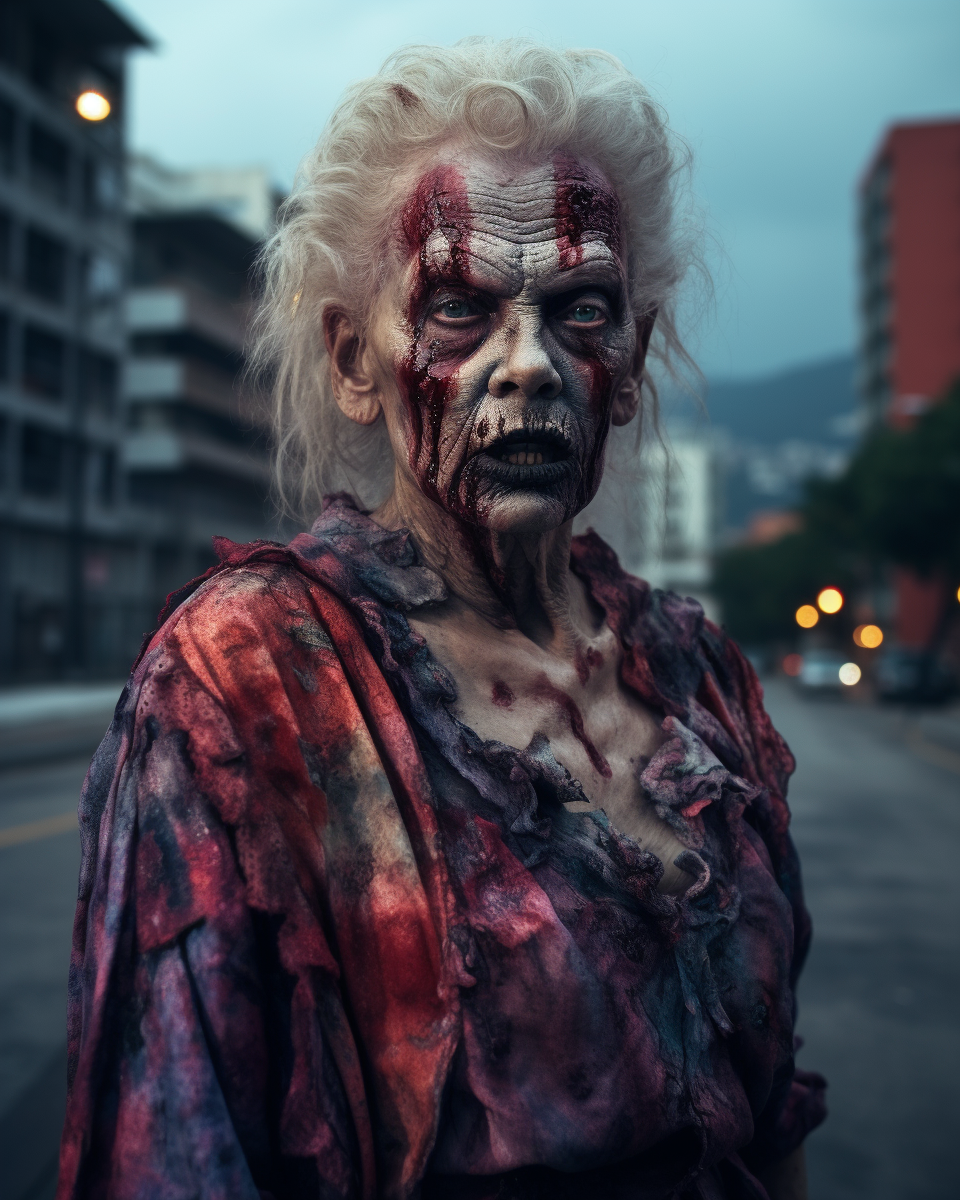 Granny Zombie Walking on the Street