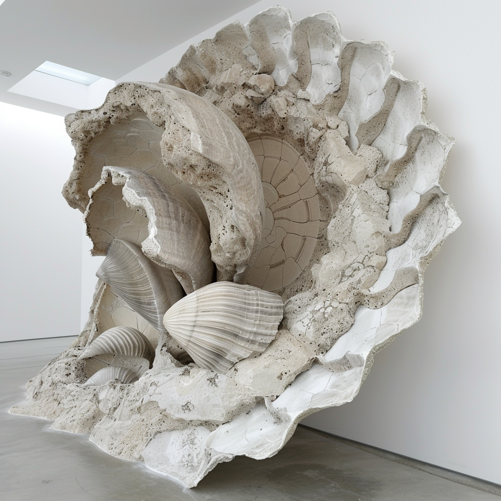 White limestone mollusks sculpture gallery