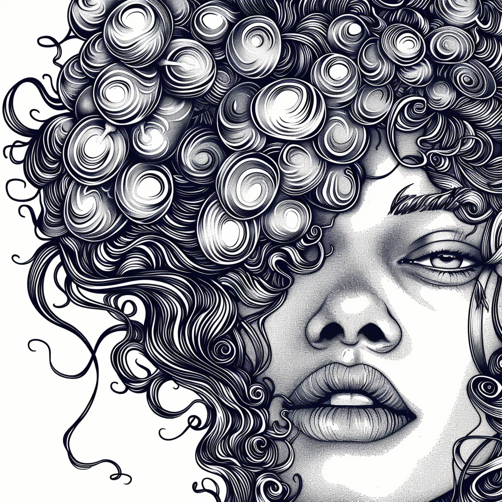 Grapes in Curly Hair Illustration