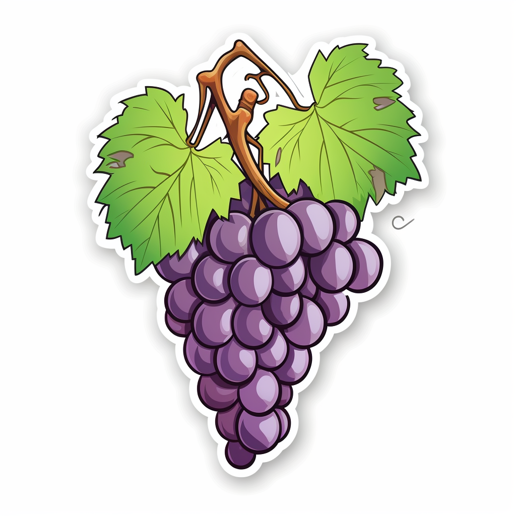 Beautiful cartoon grapes on vine sticker