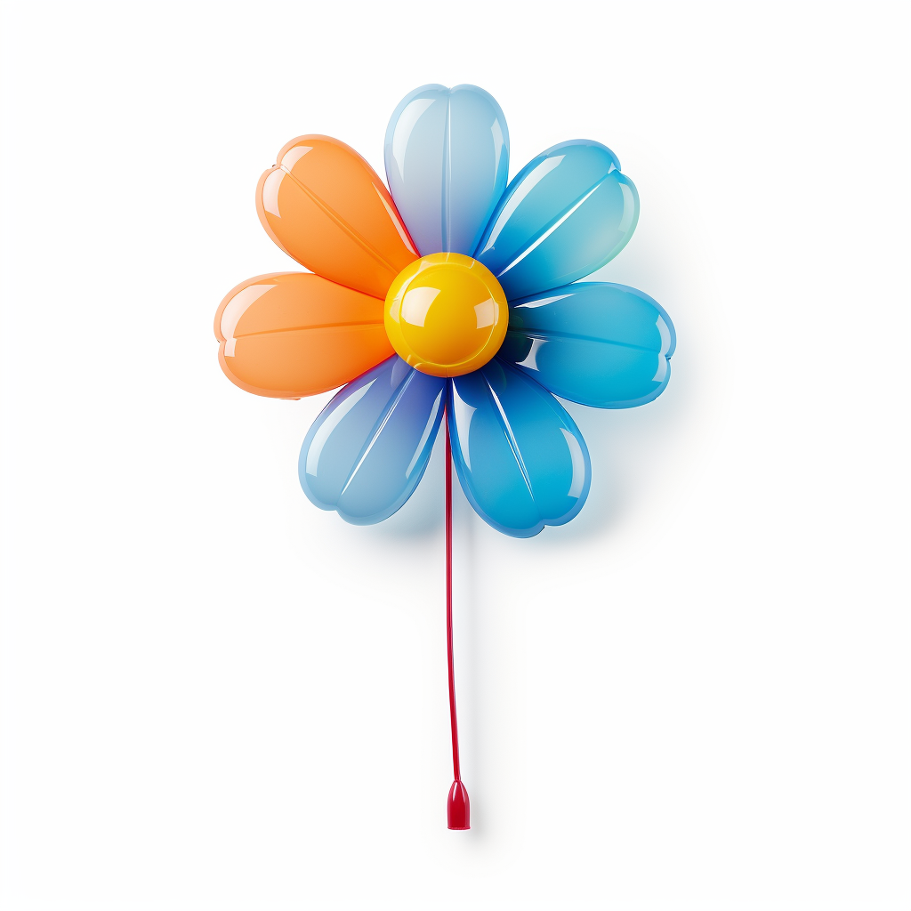 Colorful graphic balloon toy in flower shape on white background