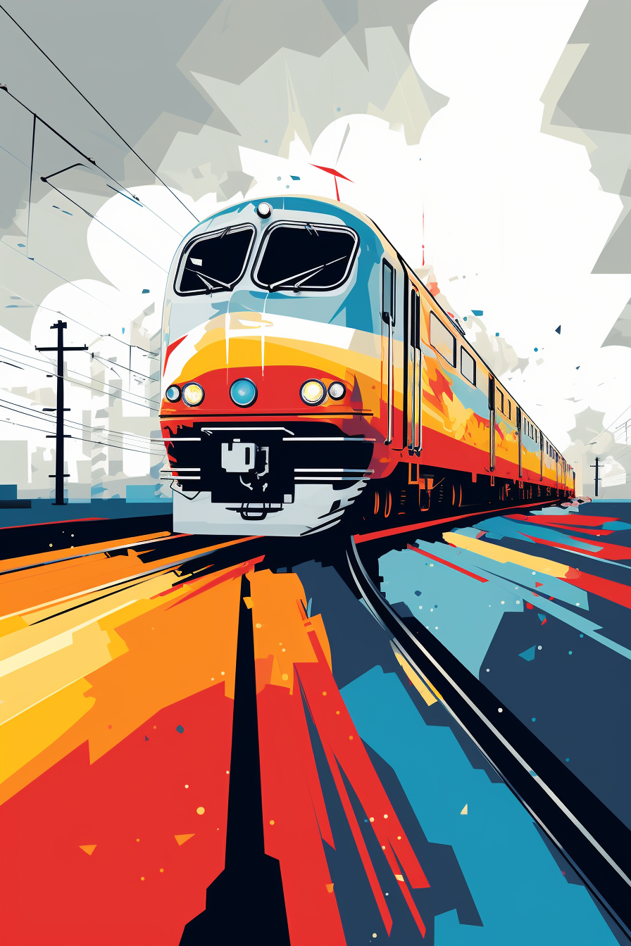 Graphic illustration of a moving train