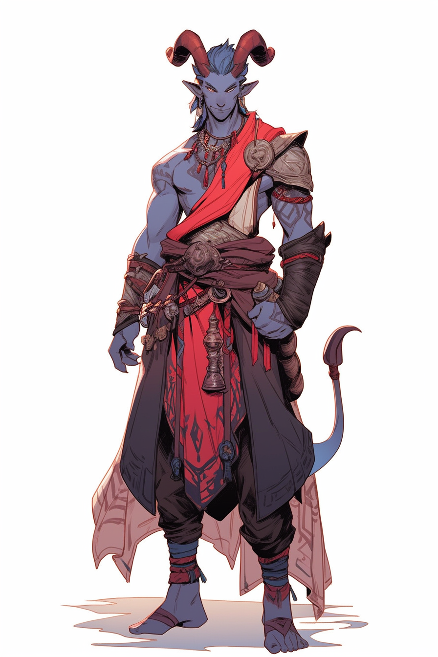 Illustration of a Noble Bloodline Male Tiefling Sorcerer