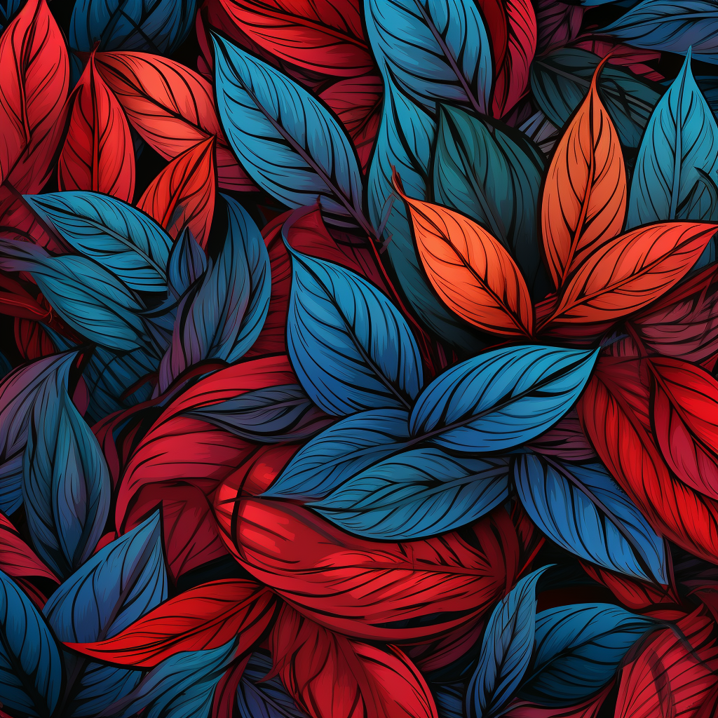 Colorful leaves on blue background