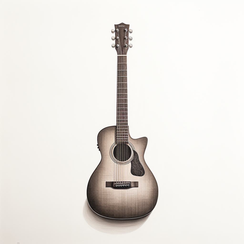 Beautiful graphite drawing of an acoustic guitar