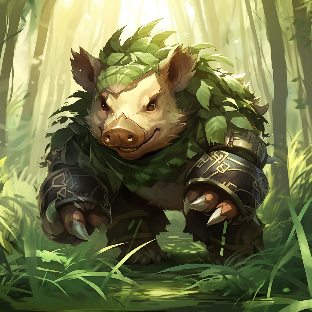 Grass-Fighting Boar Pokémon with Bamboo Armor