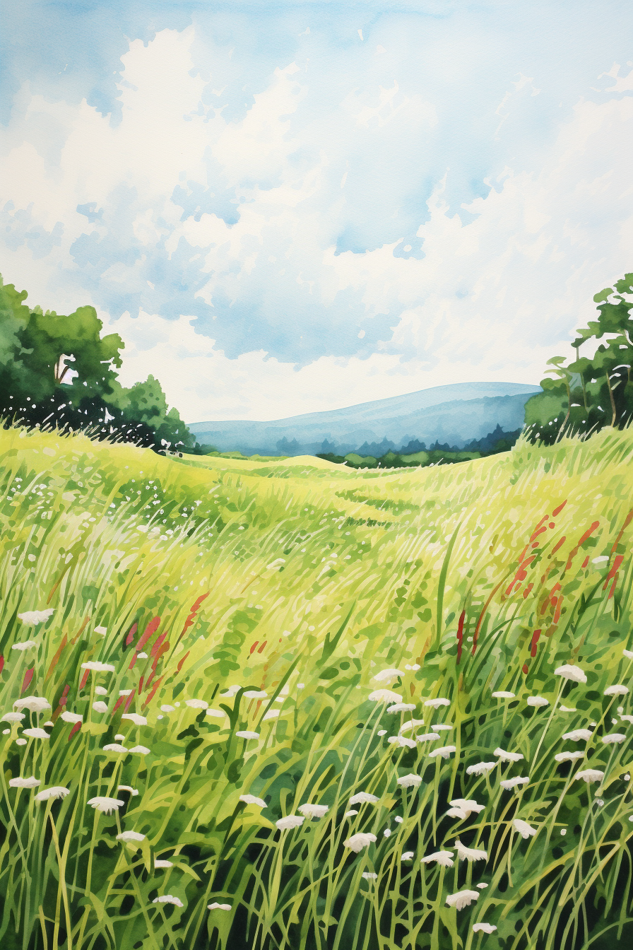 Simple grass meadow painting