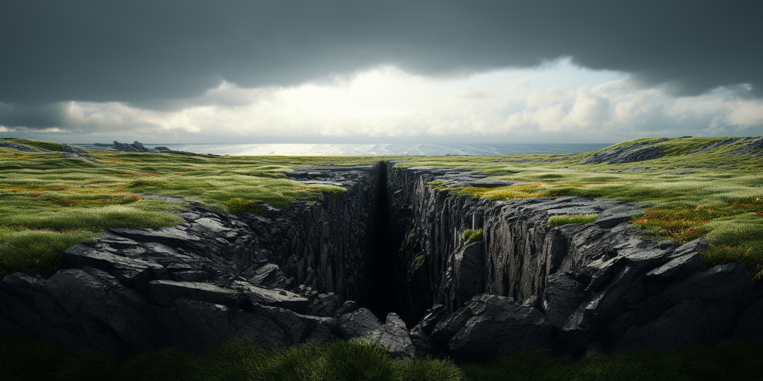 Scenic grassy tectonic rift