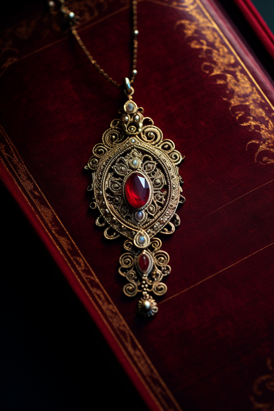 Ornate bookmark on blank journal