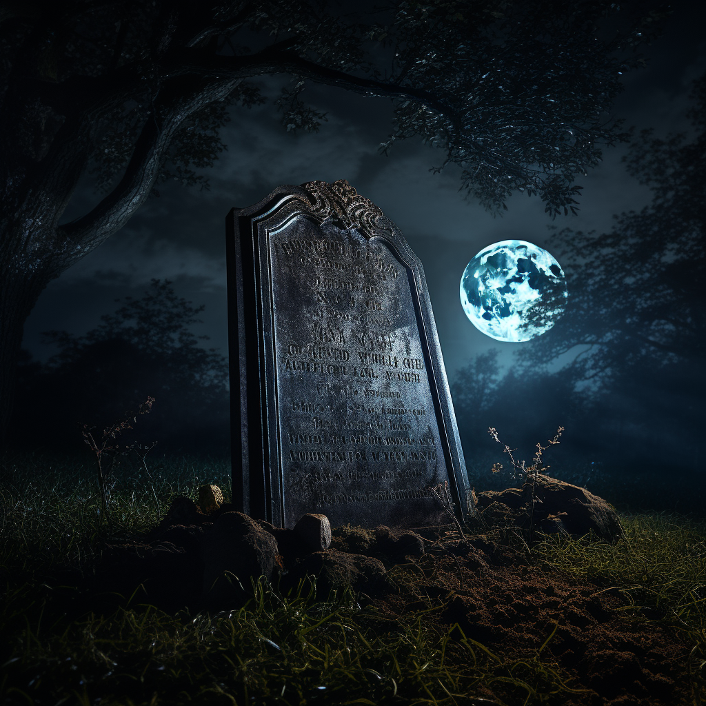 Haunting moonlit gravestone product shot