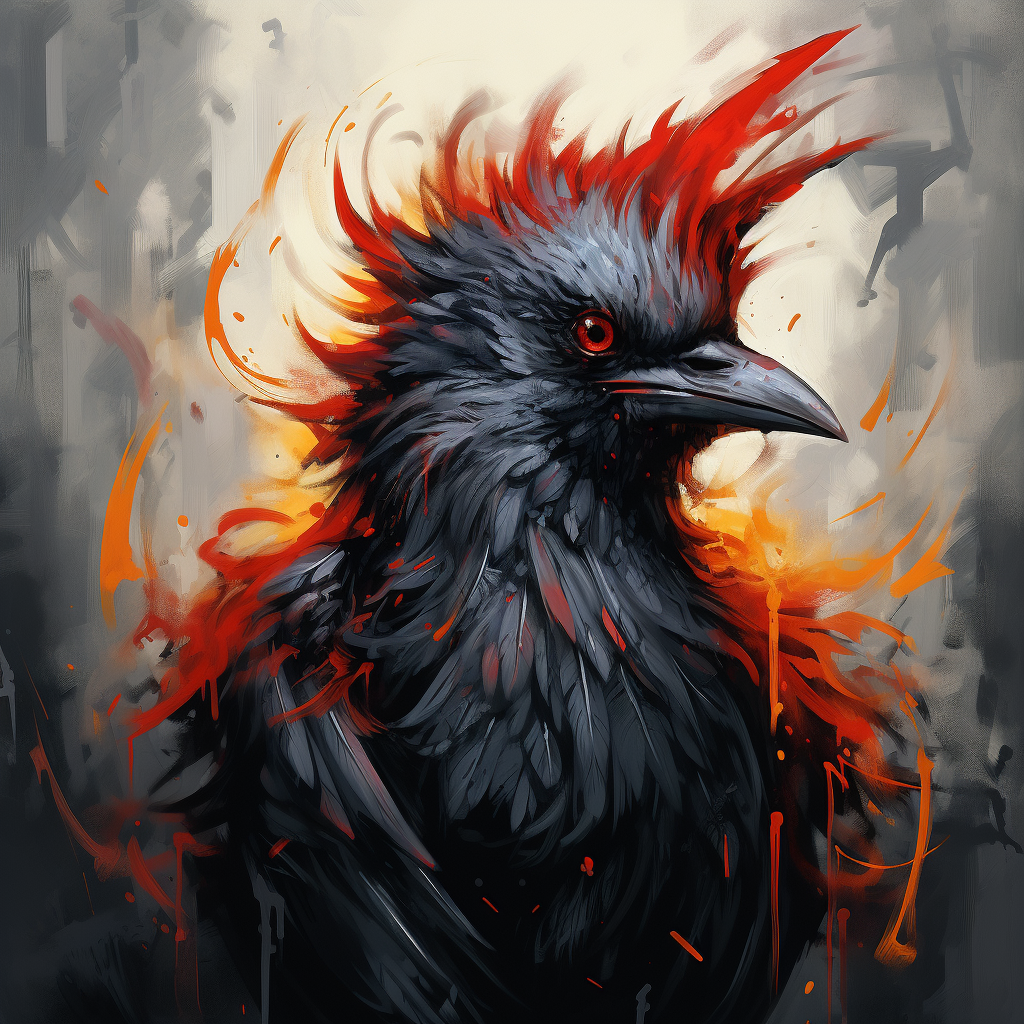 Angry gray bird with fiery spikes and sharp talons