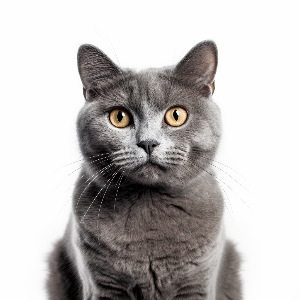 Cute gray cat on white background