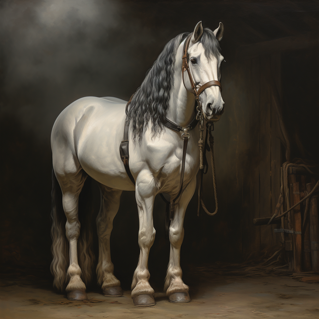 Beautiful gray clydesdale horse portrait