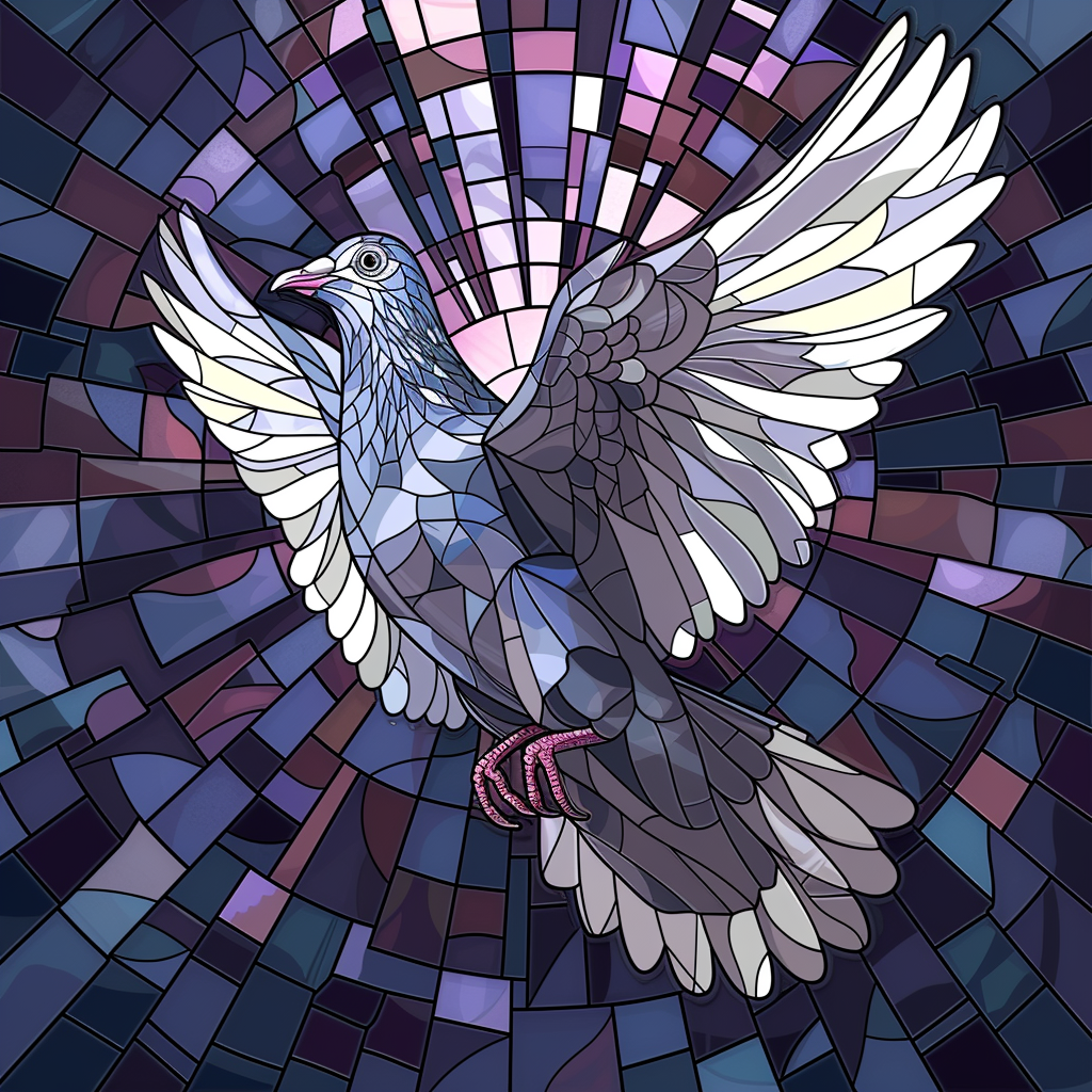 Gray Dove in Stained Glass