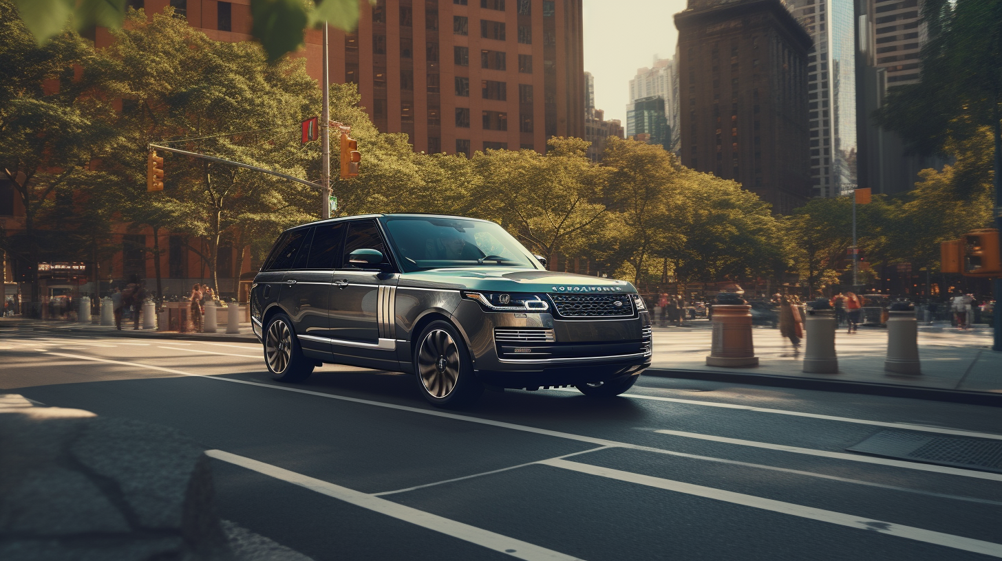 Gray Range Rover Driving City Street