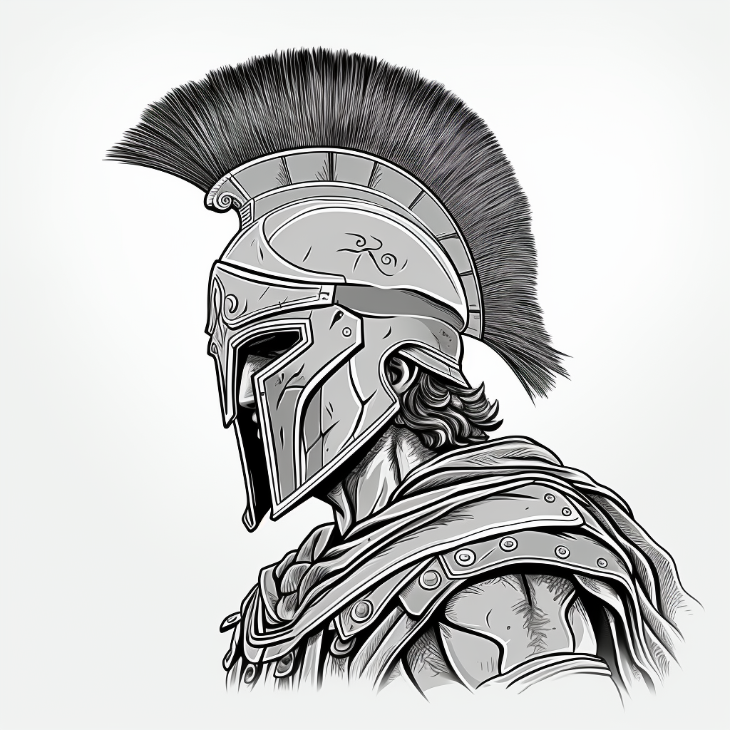 Detailed gray Spartan helmet side view