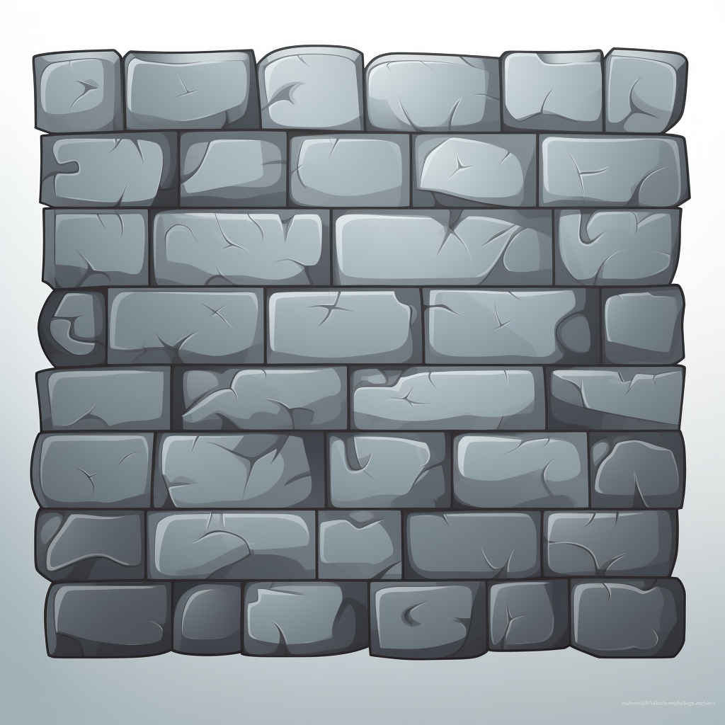 Cartoon illustration of gray stone brick wall