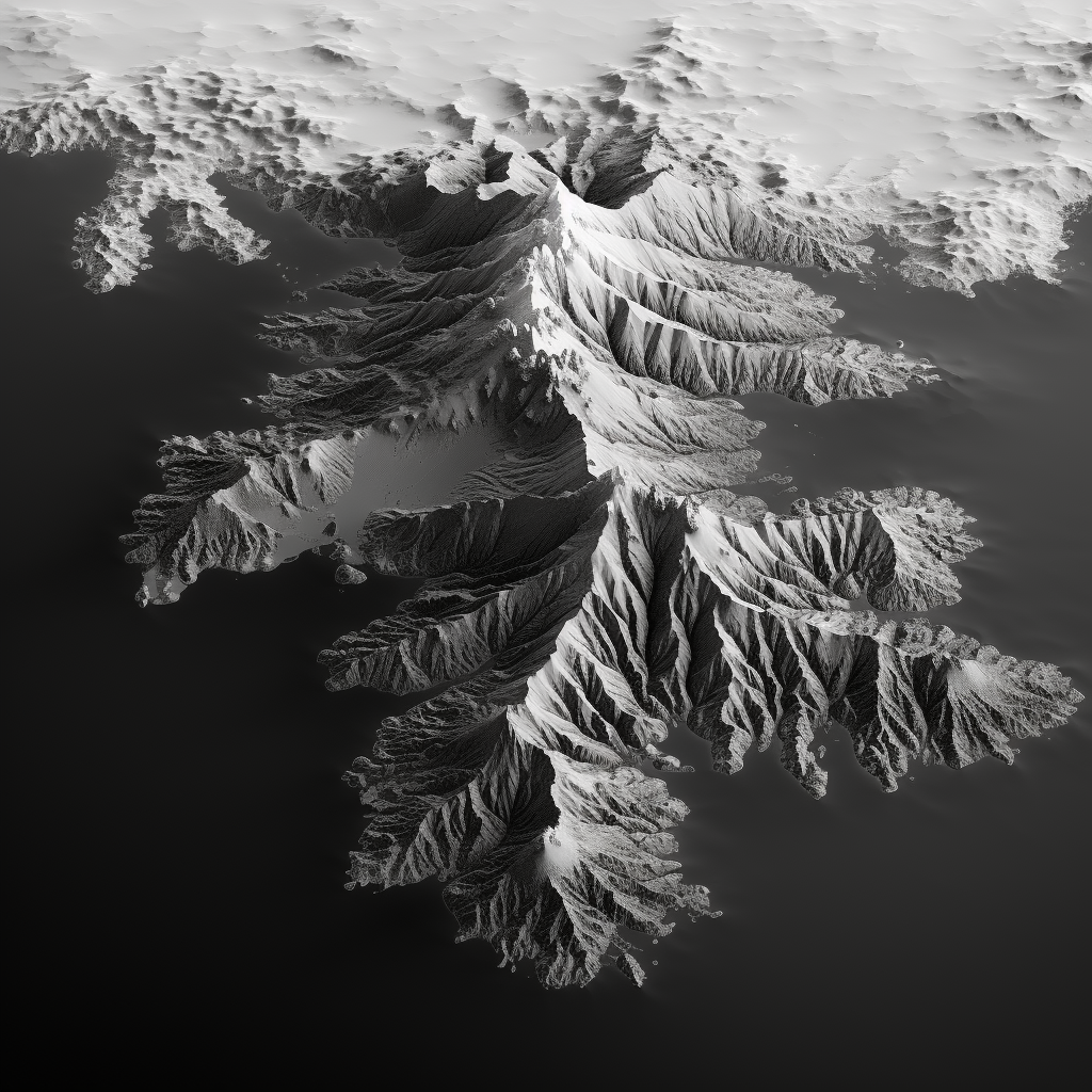 Grayscale height map of North Island, New Zealand