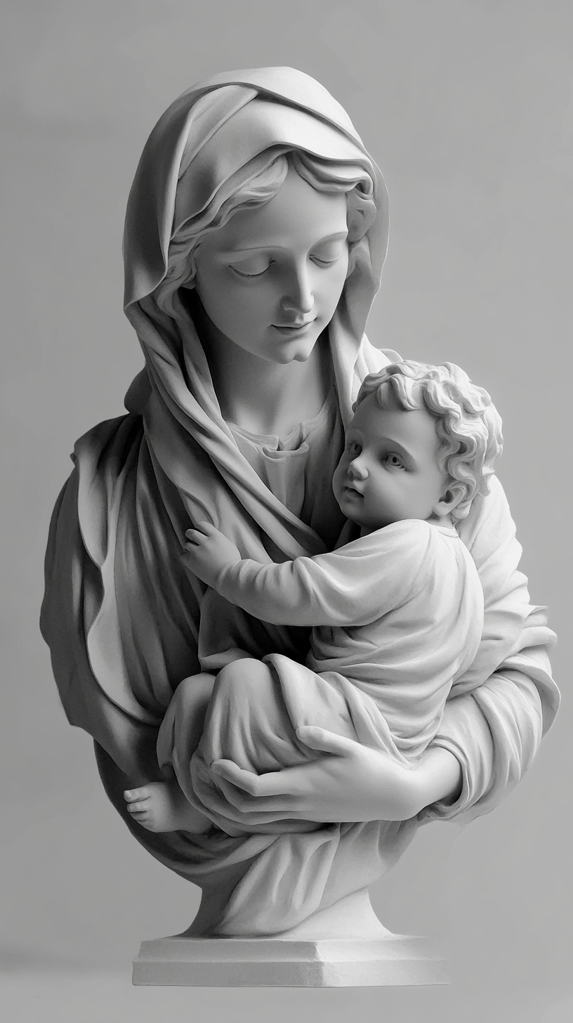 Maria holding child statue neutral