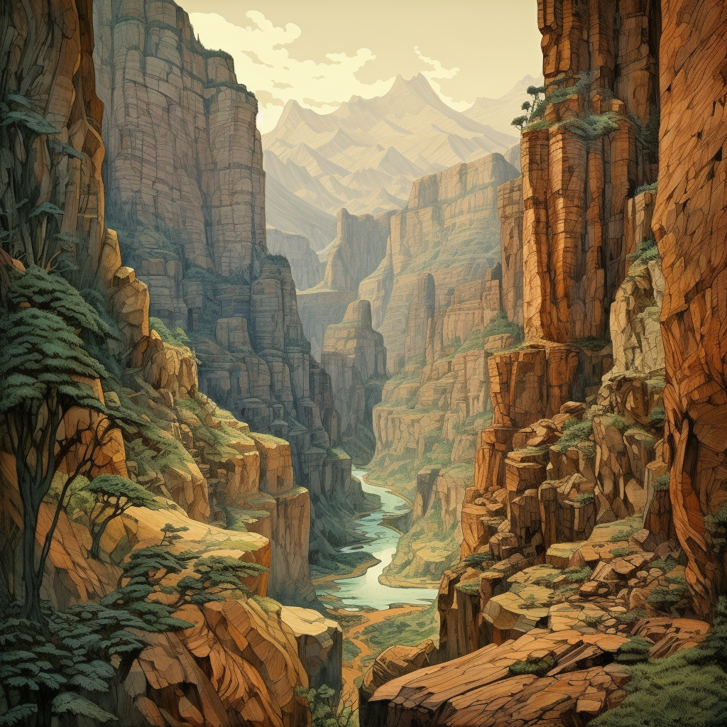 Great Canyon Art in Romantic Style