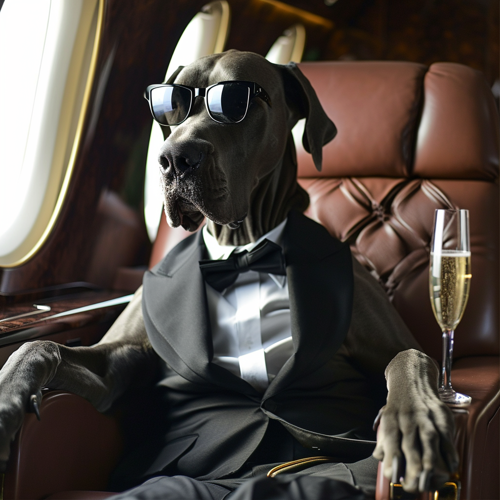 Great Dane dog dressed as CEO