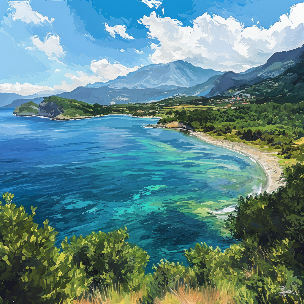 Breathtaking Greece Coast Summer Painting