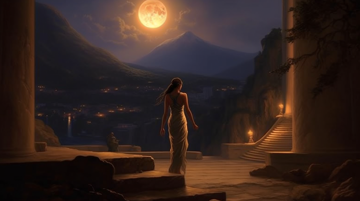 People in ancient Greece living by moonlight