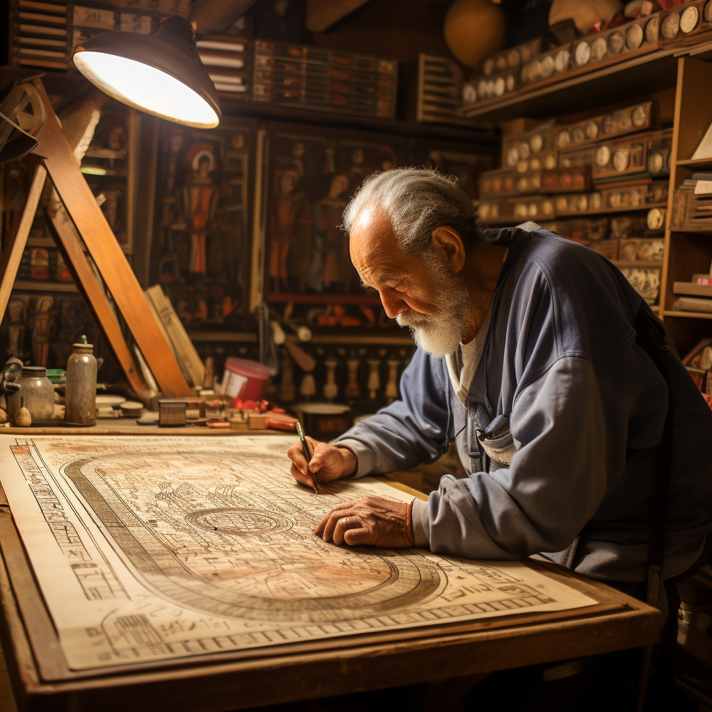 Greek astrologer drawing astrology charts