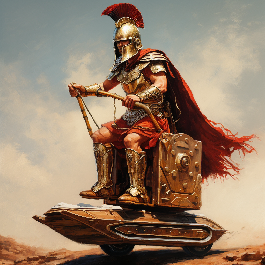 Greek Centurion on Hoover Board