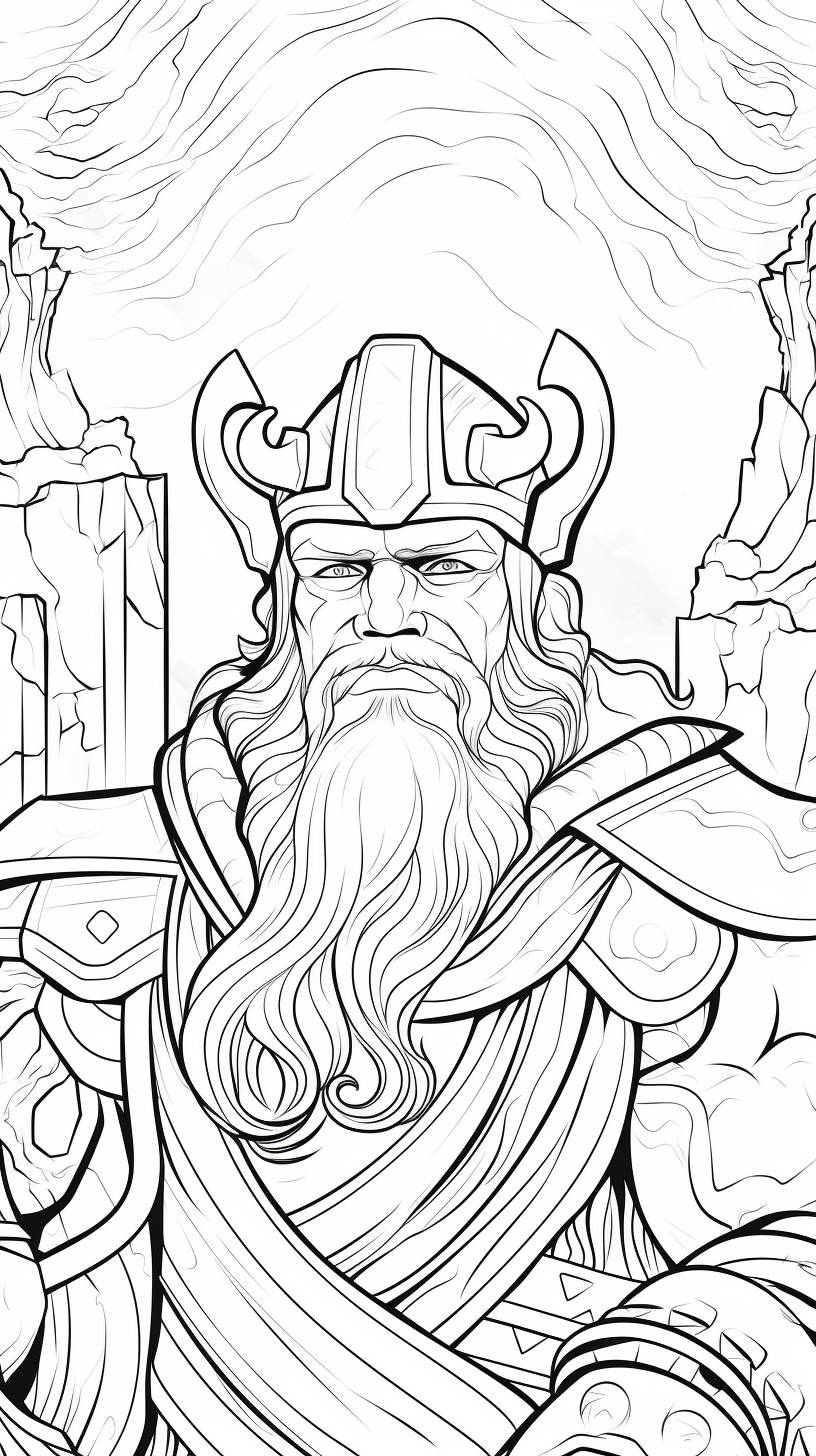 Coloring page of Greek God Odin