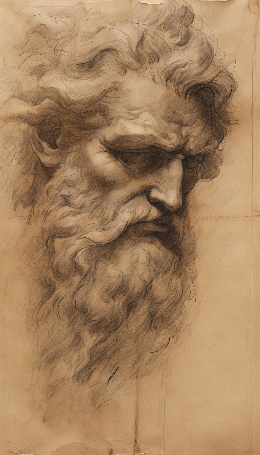 Sketch of ancient Greek gods' face