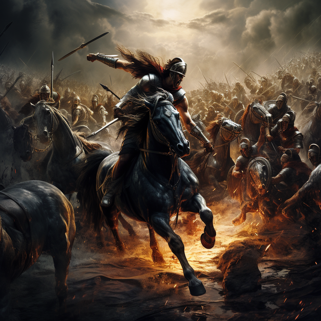 Greek horsemen in epic battle