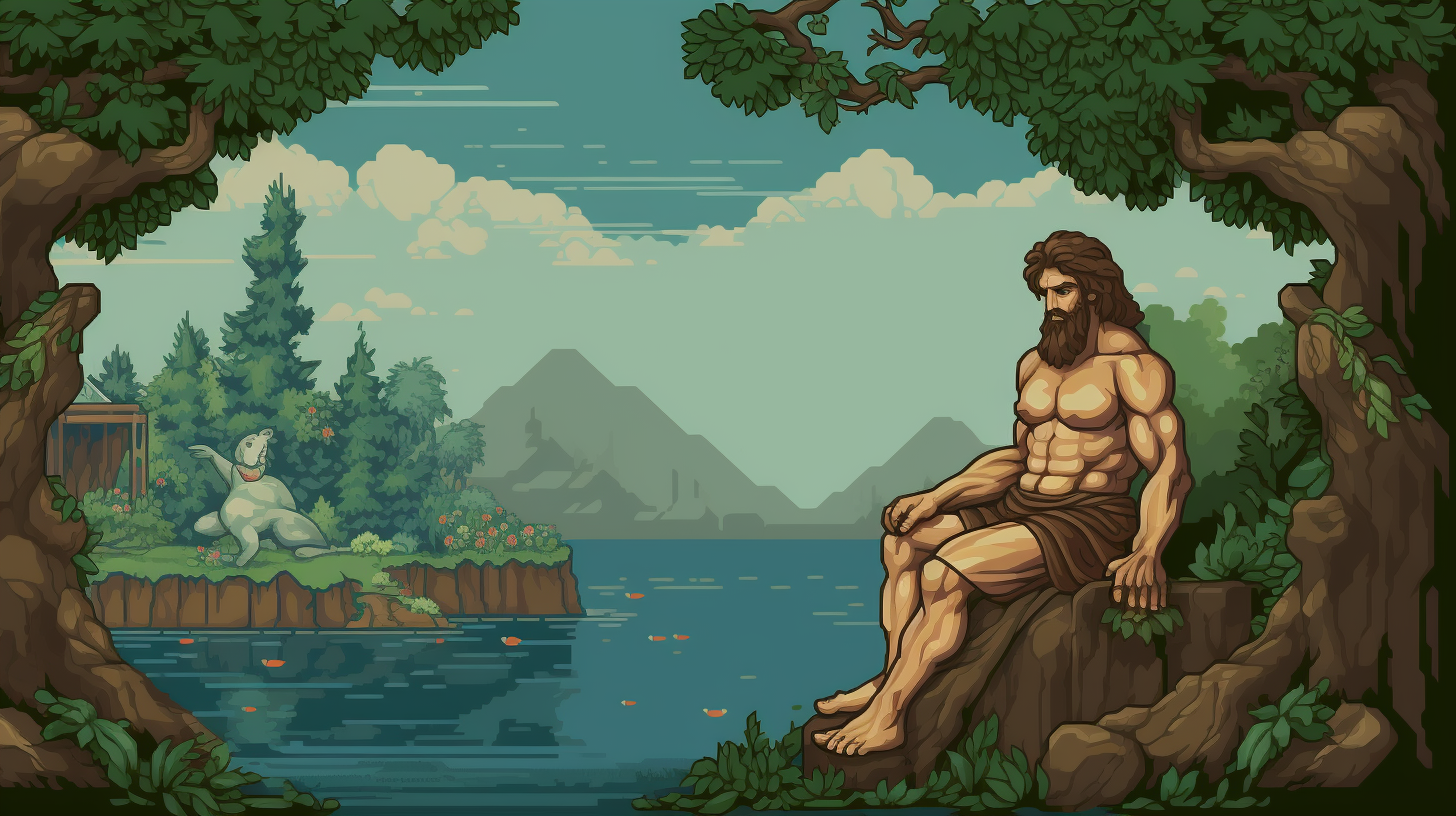 Pixel art depiction of Greek Mythology