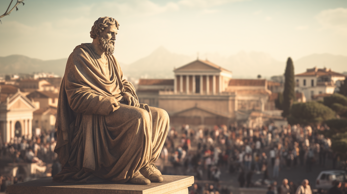 Greek philosopher statue in ancient Rome