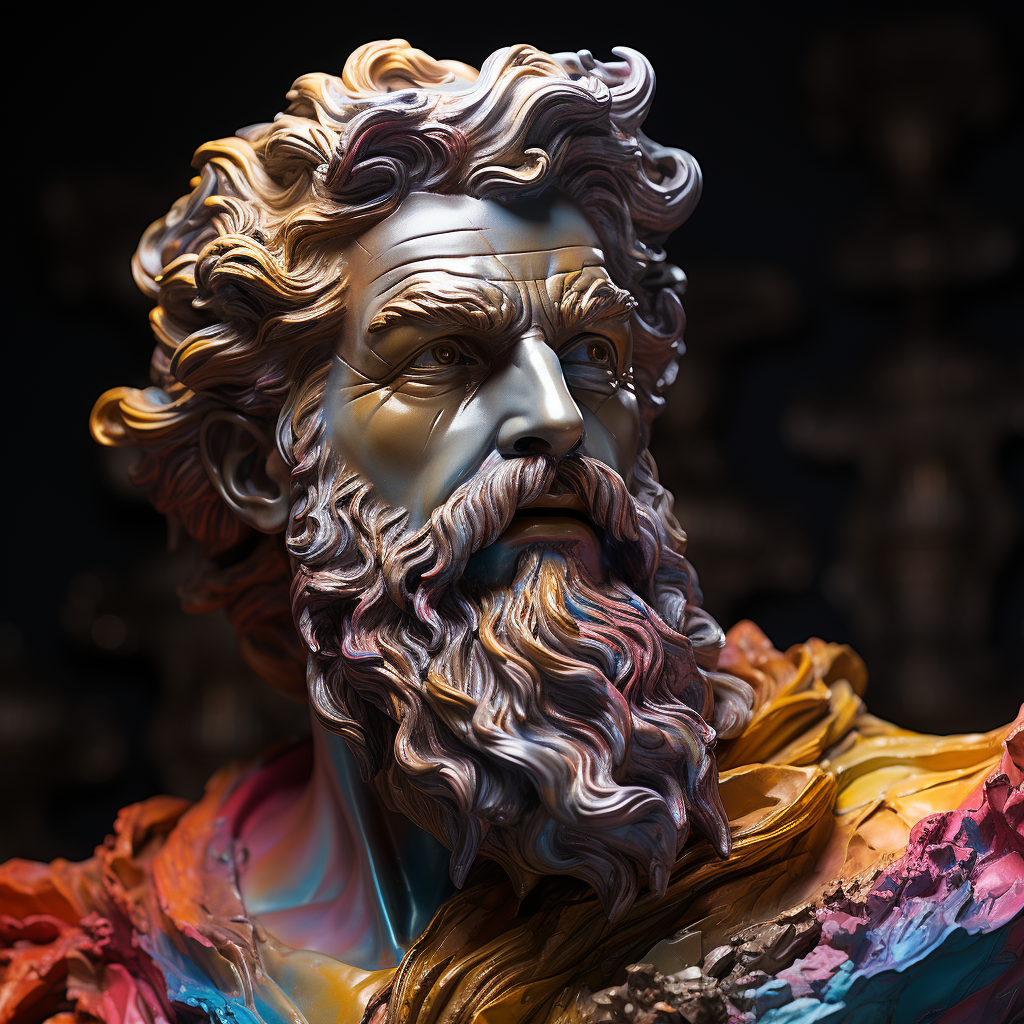 Greek philosopher metallic head in golden finish