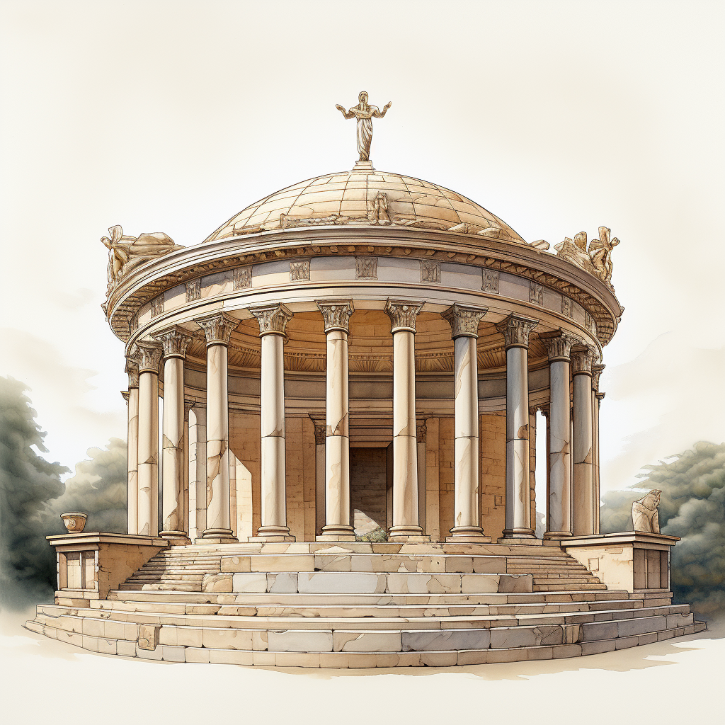 Greek temple with round dome