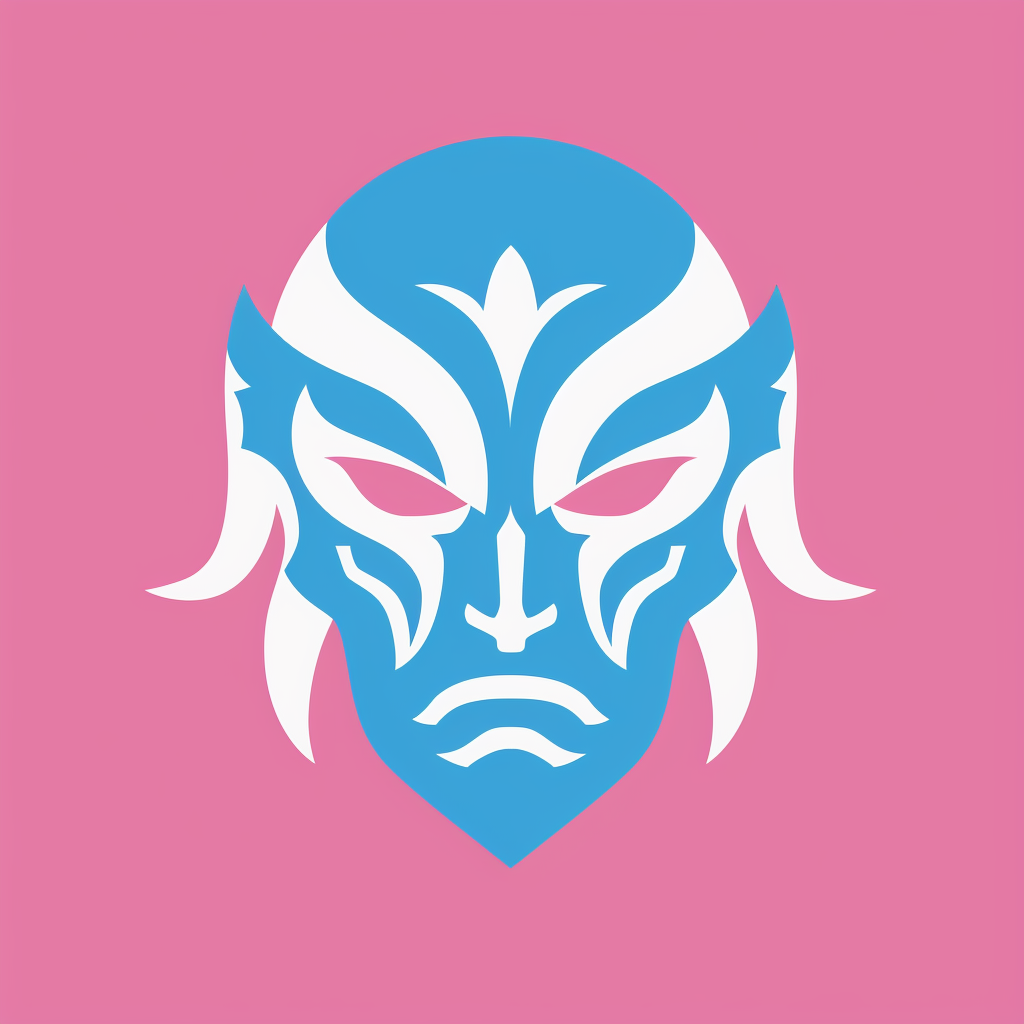 Greek wrestler logo in pink and powder blue