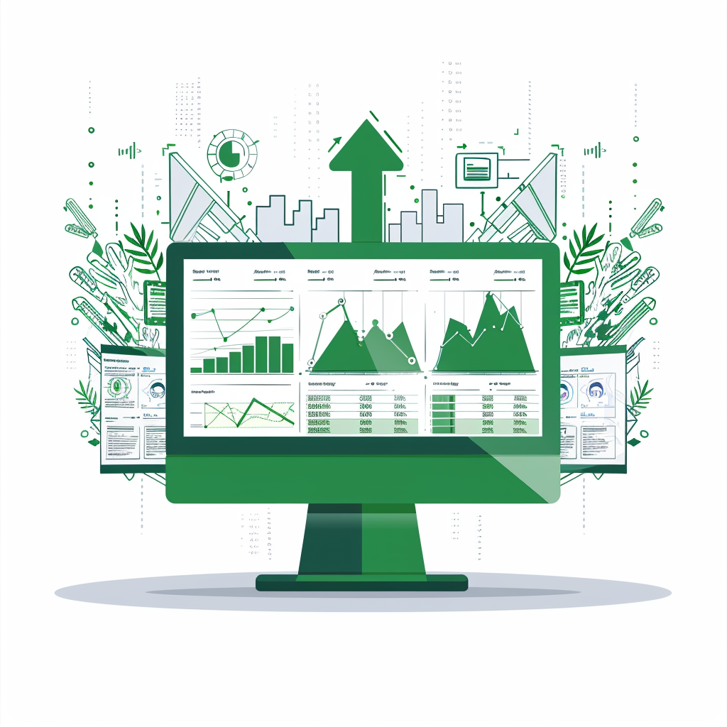 Green Arrow Graphs Dashboard Vector