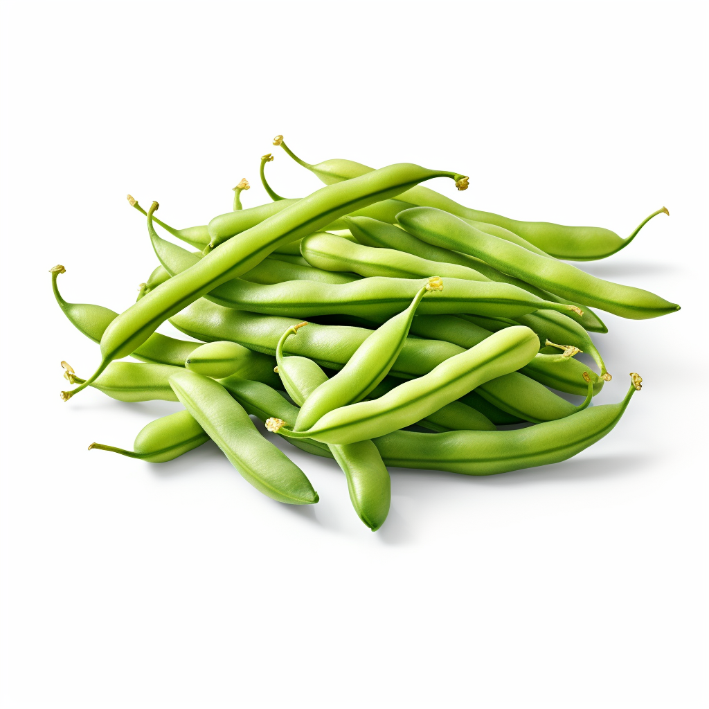 Green beans on white background