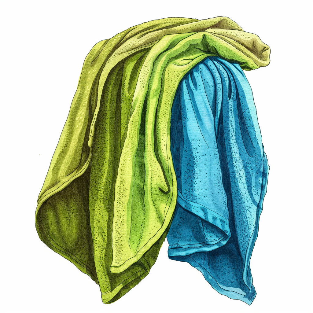 Green Blue Towel Drying Image